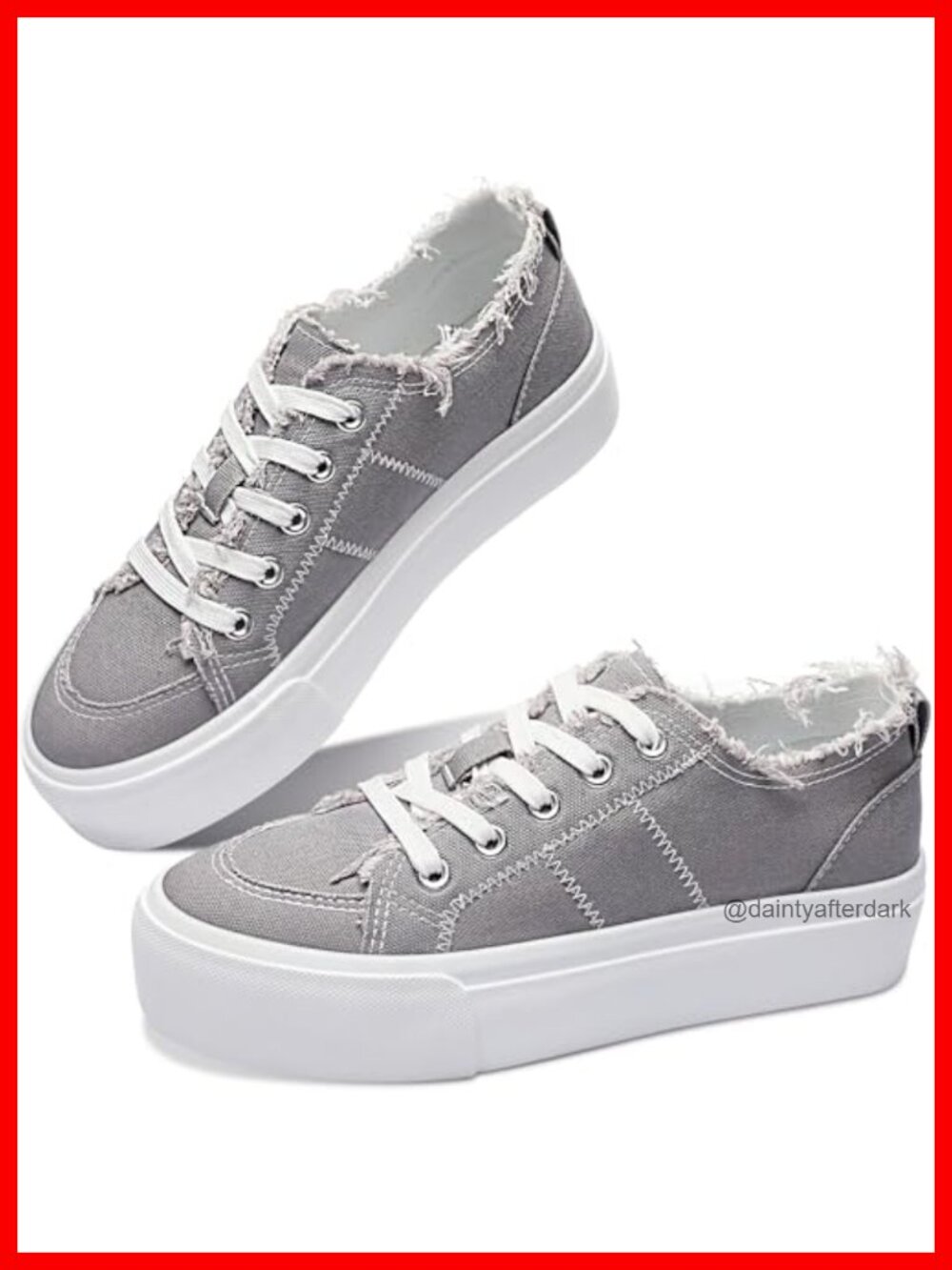 Women Platform Canvas Sneakers Comfort Casual Lace Up Walking Shoes